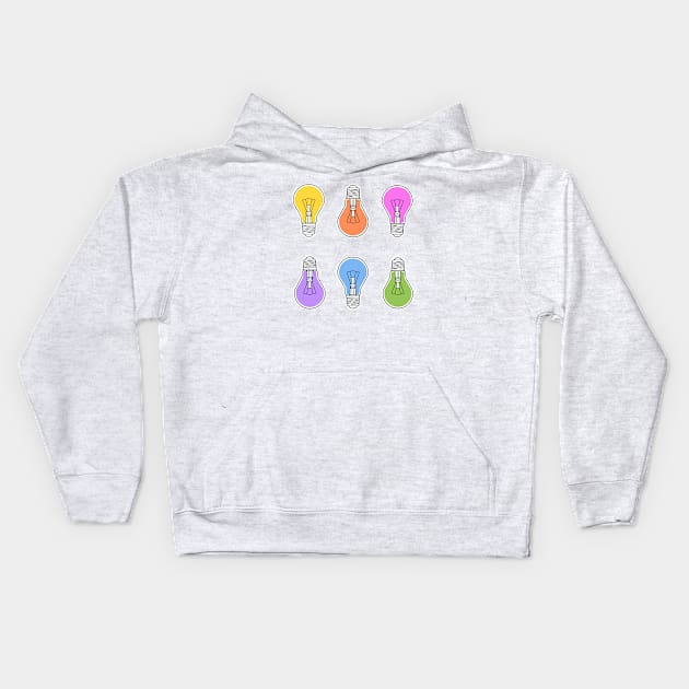 lightbulb rainbow design Kids Hoodie by weilertsen